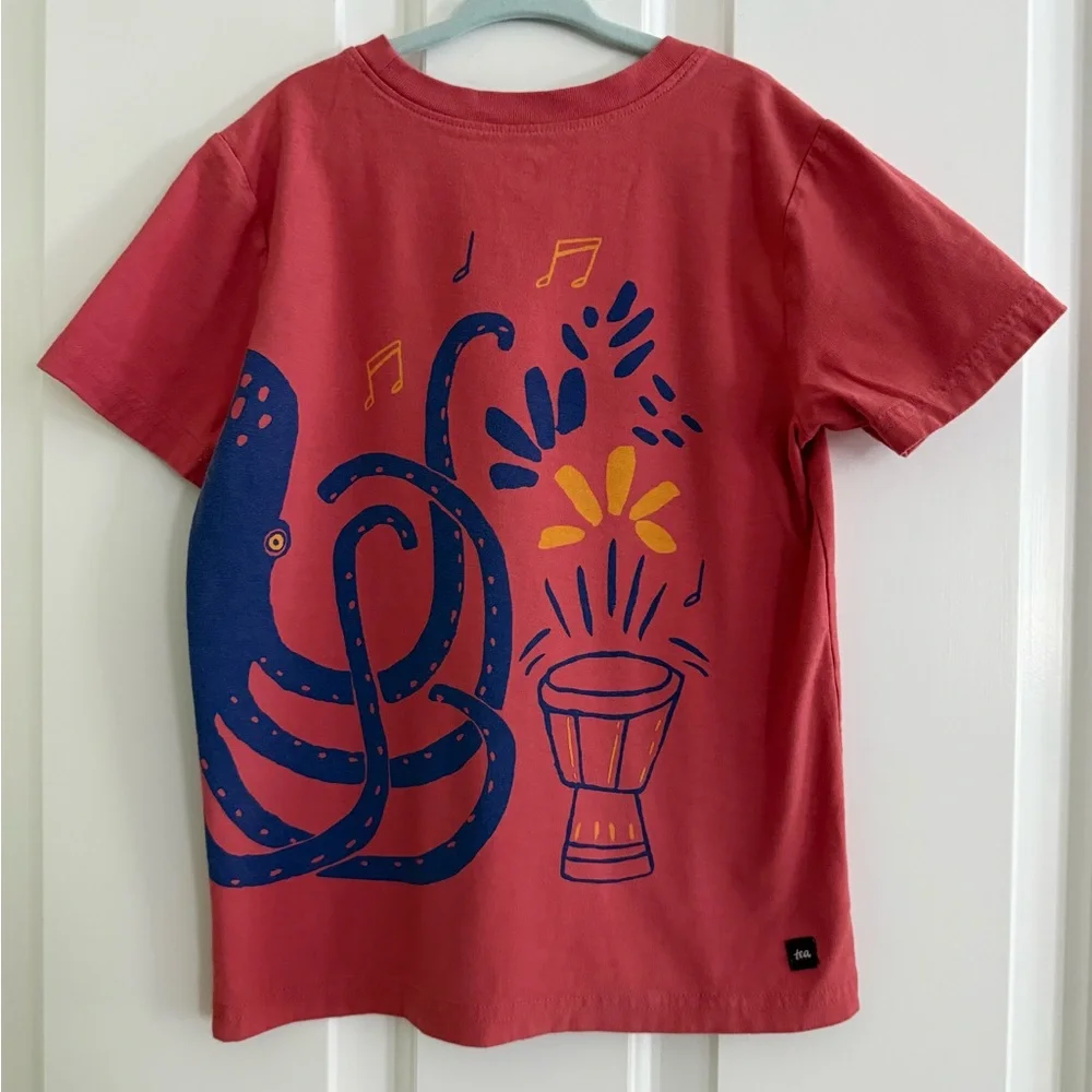 Tea Collection Octopus Graphic Kids T-Shirt Size 7 - Picture 2 of 6